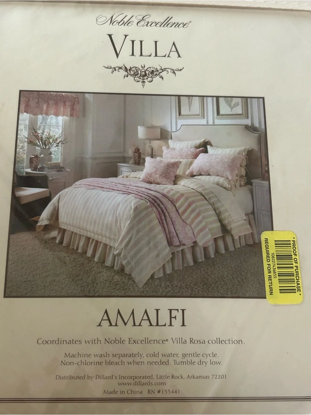 NWT Noble Excellence Villa Rosa Collection Amalfi Full/Queen Duvet Cover.